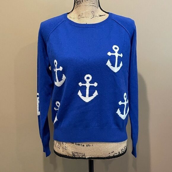 NWT Anthropologie Brodie Anchors Away Cashmere Sweater Medium B-1148 - Picture 4 of 6